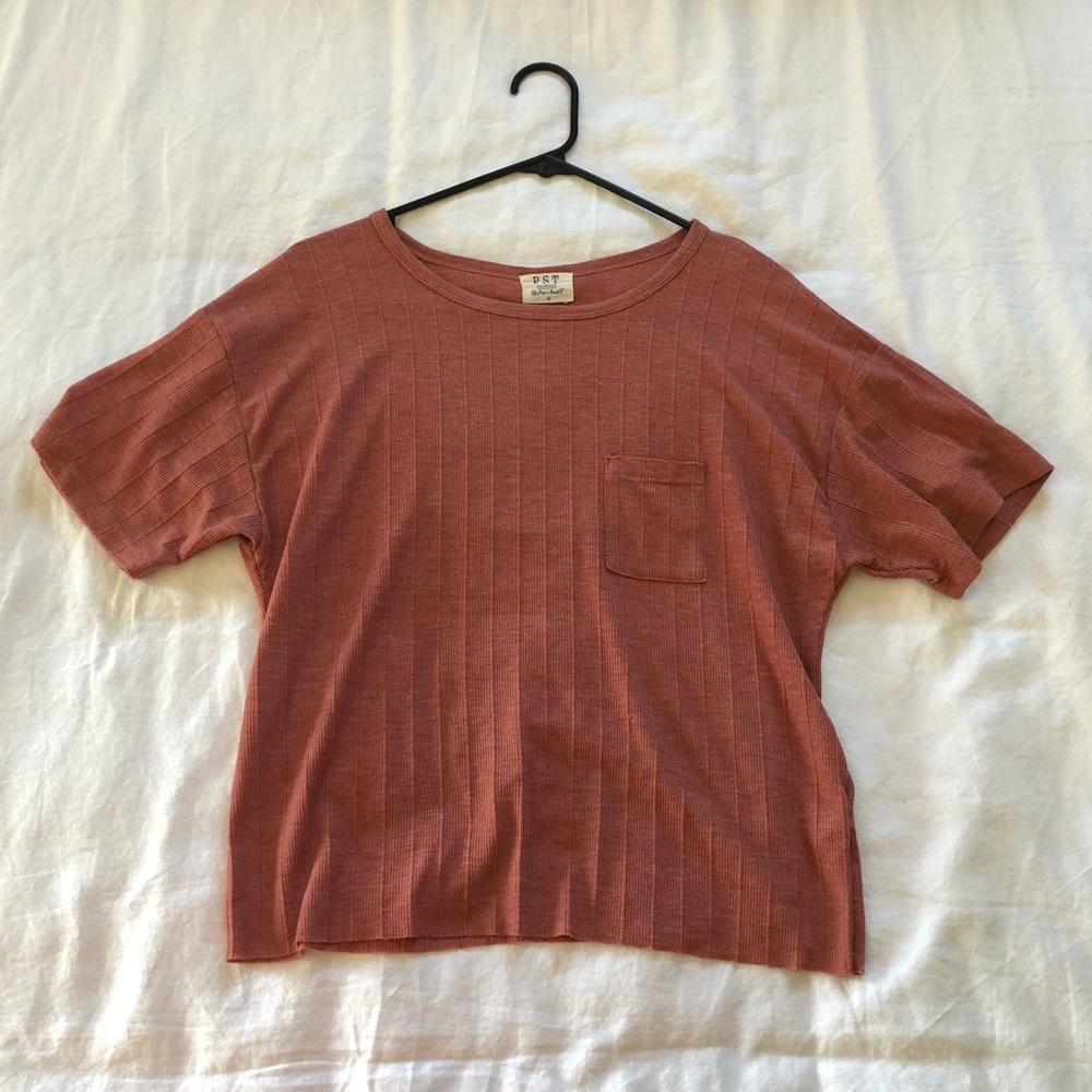 Project Social T Tee with Front Pocket Size Medium - Rust Color.